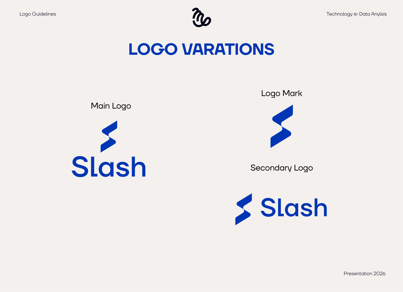 Slash logo variations: main logo, logo mark, and secondary lockup