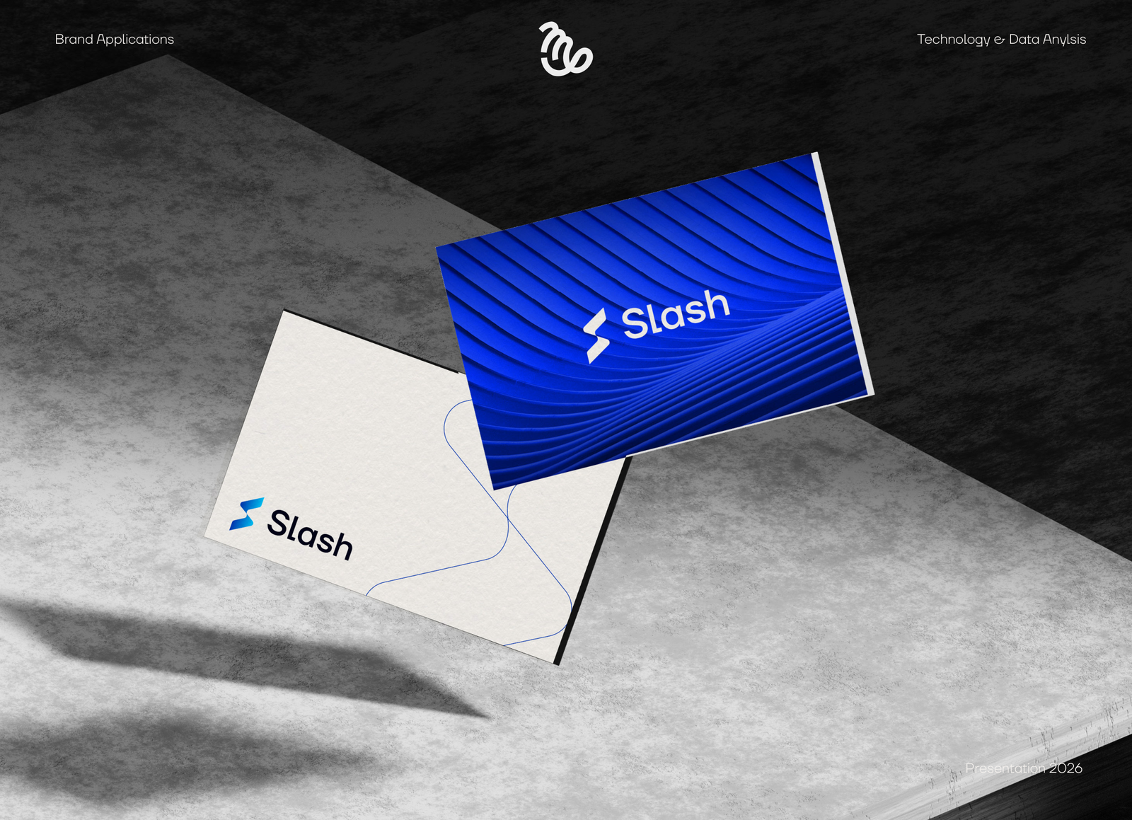 Dual business card mockups in blue and pampas